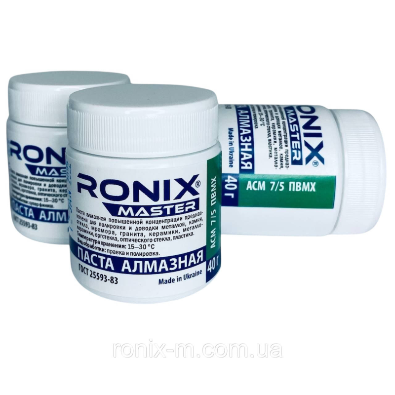 Алмазна паста для каменю та скла АСМ зерно 7/5 ПВМХ (зелена) 40 грамів RONIX master Алмазна паста для каменю та скла АСМ зерно 7/5 ПВМХ (зелена) 40 грамів RONIX master